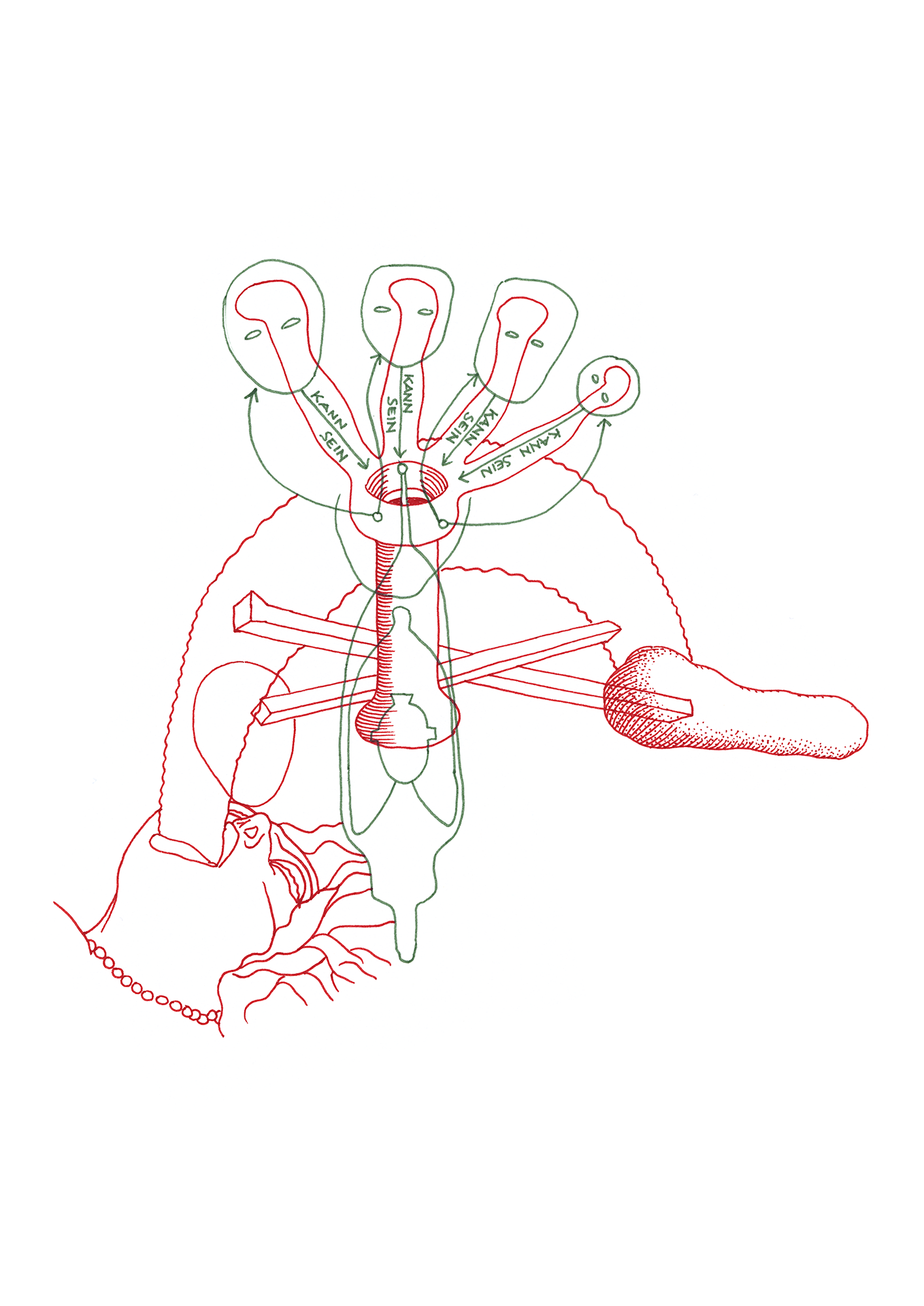 Hannes Kater: Zeichnung aus dem Jahr 1996, Filzstift auf A4 Papier