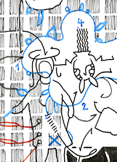 Hannes Kater – Detail einer Zeichnung aus dem April 2024