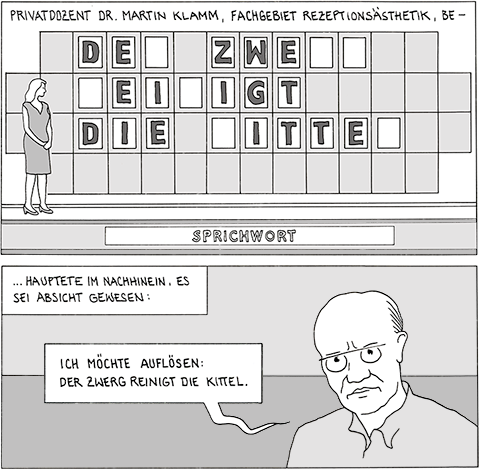 Privatdozent Dr. Martin Klamm beim Glücksrad - um 2007 herum entstanden / Hannes Kater