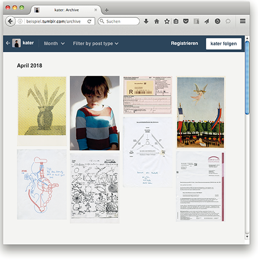 Katers Bildersammlung digital: Archivansicht bei Tumblr