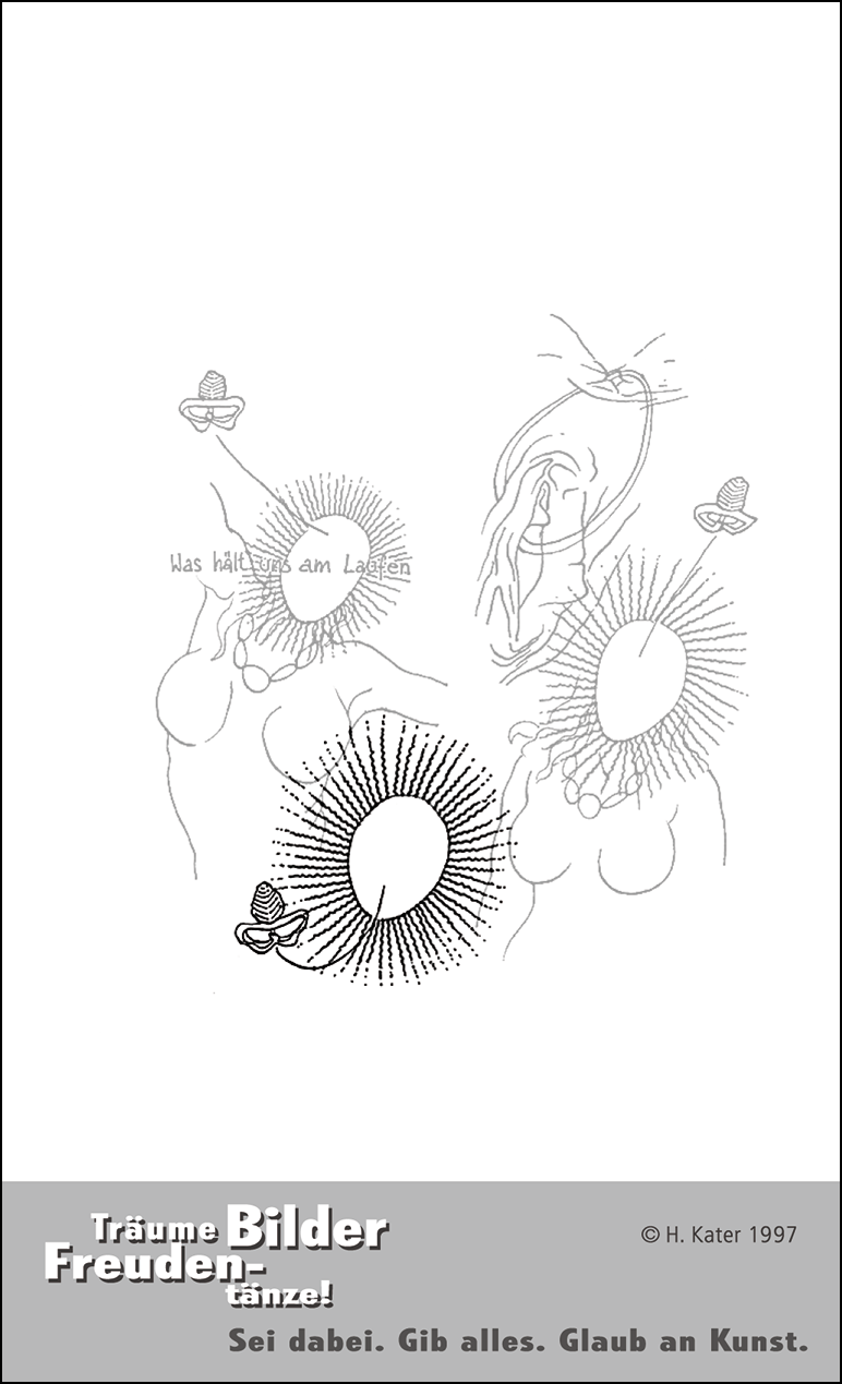 Hannes Kater: Auftragskärtchen *01 Beckendenken, Rückseite, Version von 1997