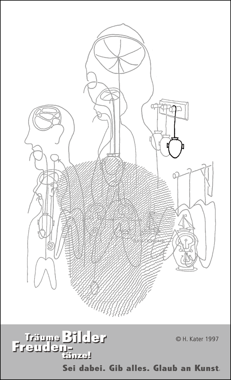 Hannes Kater: Auftragskärtchen *02 Herz, Rückseite, Version von 1997