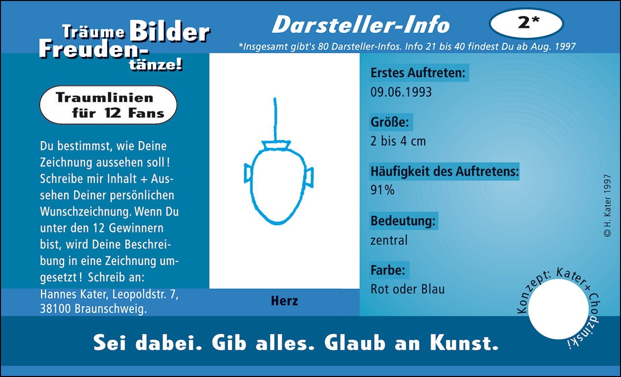 Hannes Kater: Auftragskärtchen *02 Herz, Vorderseite, Version von 1997