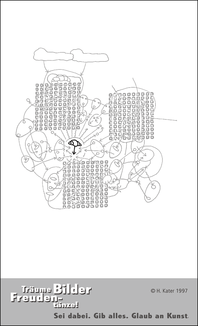 Hannes Kater: Auftragskärtchen *03 Kleines Gehirn, Rückseite, Version von 1997