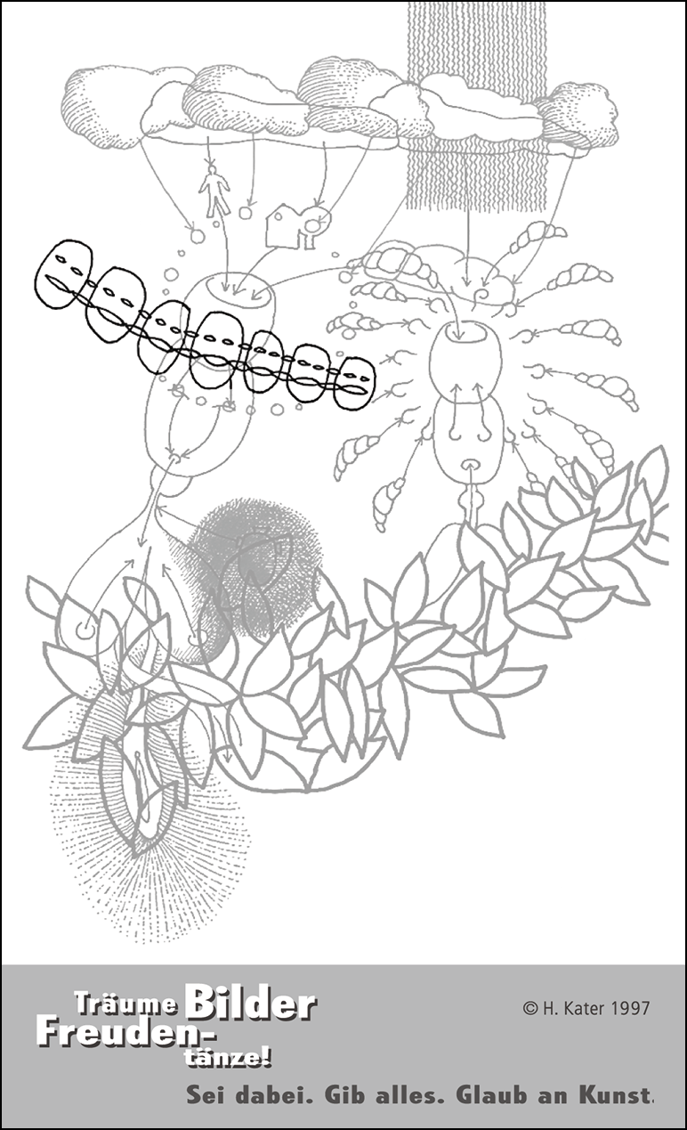 Hannes Kater: Auftragskärtchen *08 Mundkette, Rückseite, Version von 1997