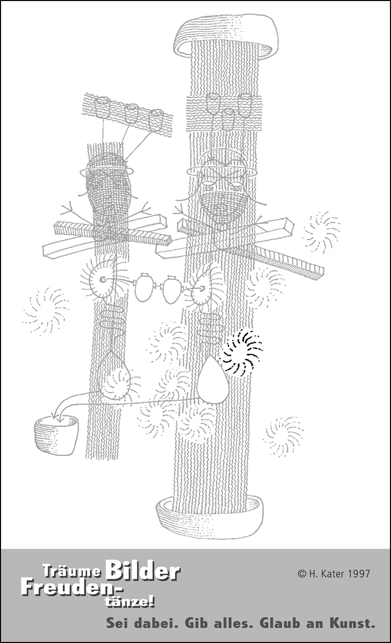 Hannes Kater: Auftragskärtchen *11 Gedankenloch, Rückseite, Version von 1997