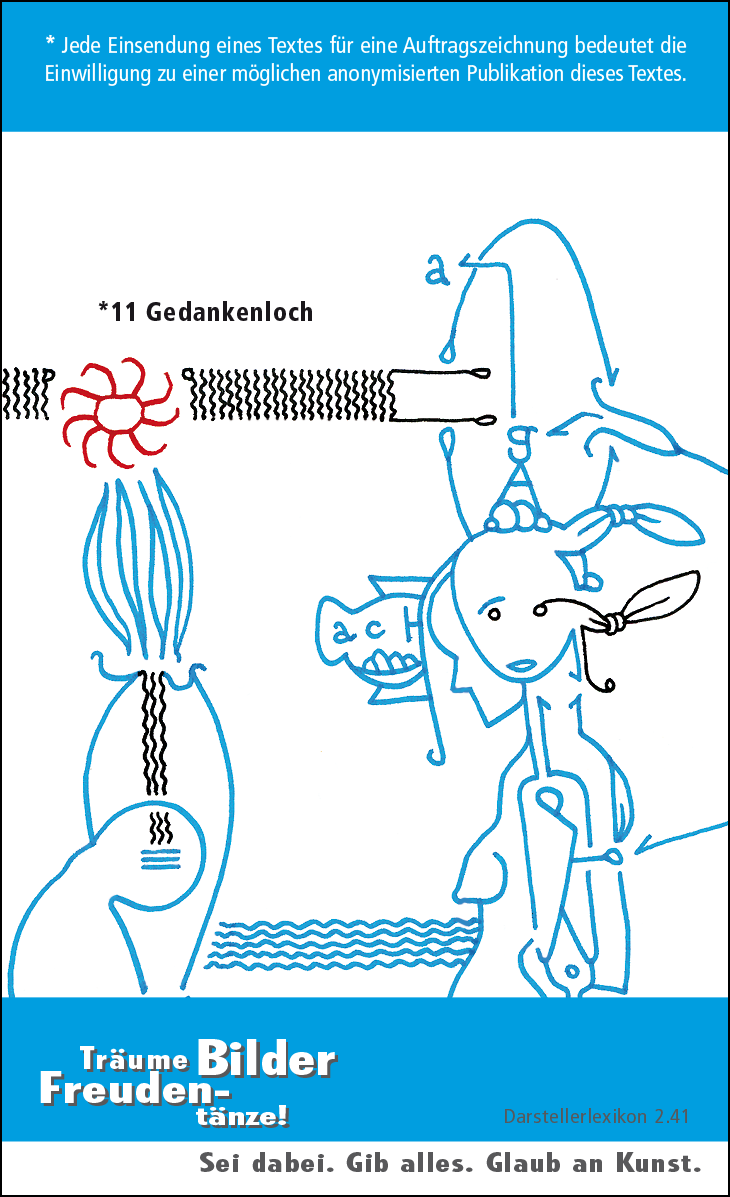 Hannes Kater: Auftragskärtchen *11 Gedankenloch, Rückseite, Version von 2010