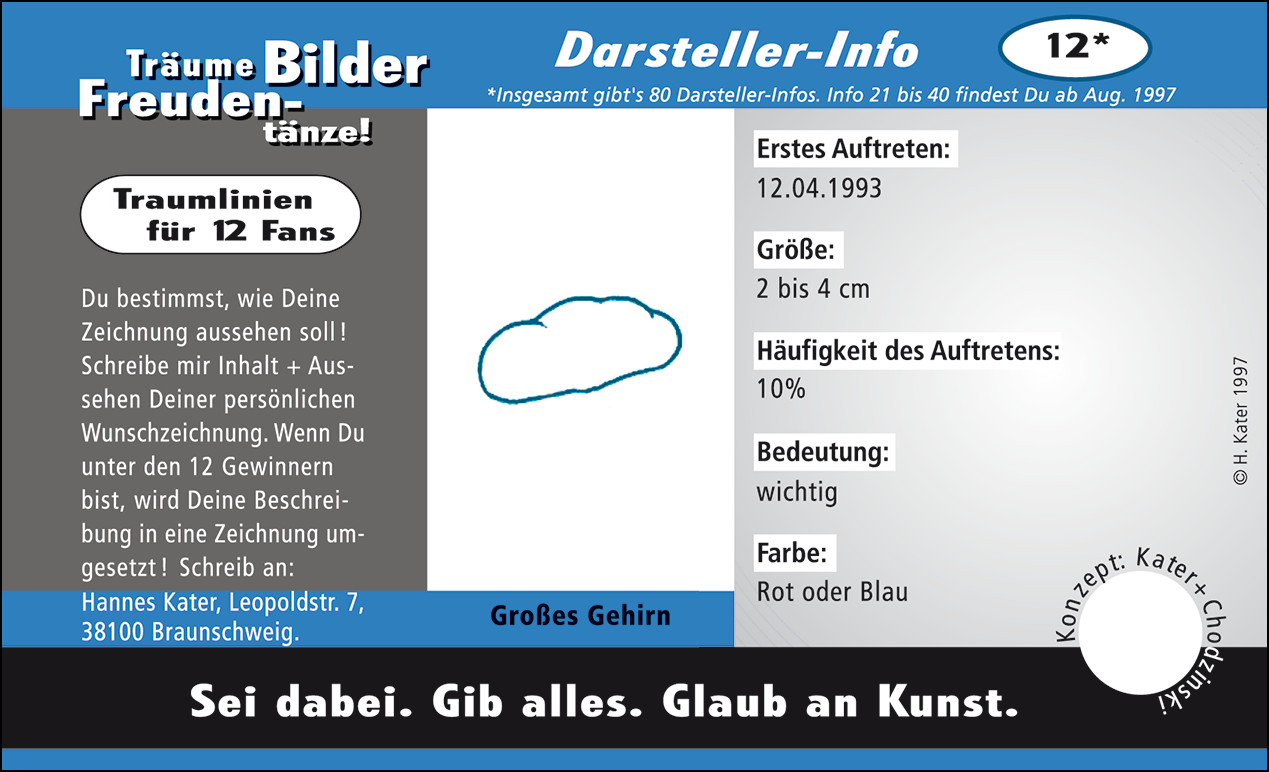 Hannes Kater: Auftragskärtchen *12 Großes Hirn, Vorderseite, Version von 1997