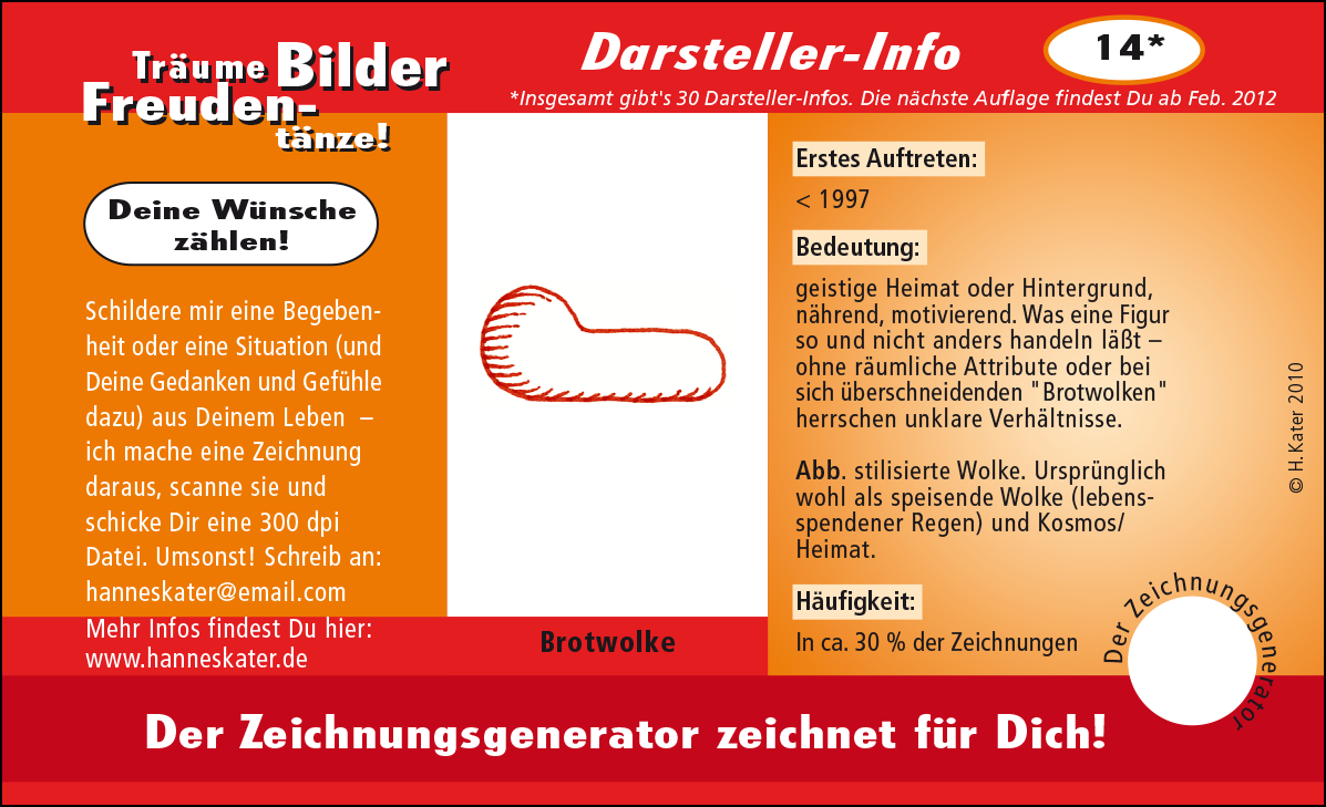 Hannes Kater: Auftragskärtchen *14 Brotwolke, Vorderseite, Version von 2010