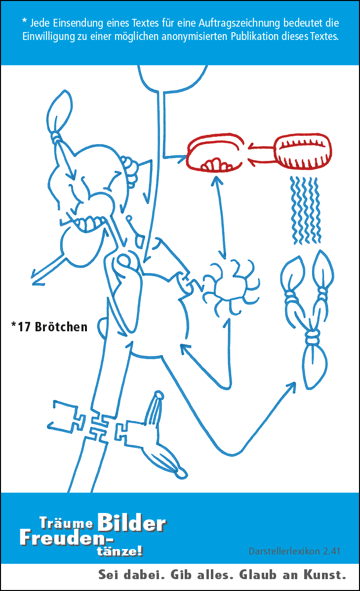 Hannes Kater: Auftragskärtchen *17 Brötchen, Rückseite, Version von 2010