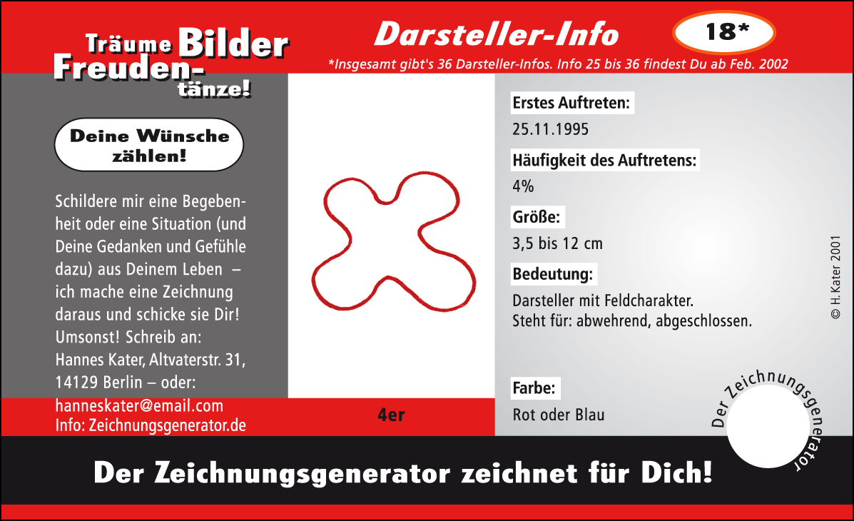 Hannes Kater: Auftragskärtchen *18 4er, Vorderseite, Version von 2001