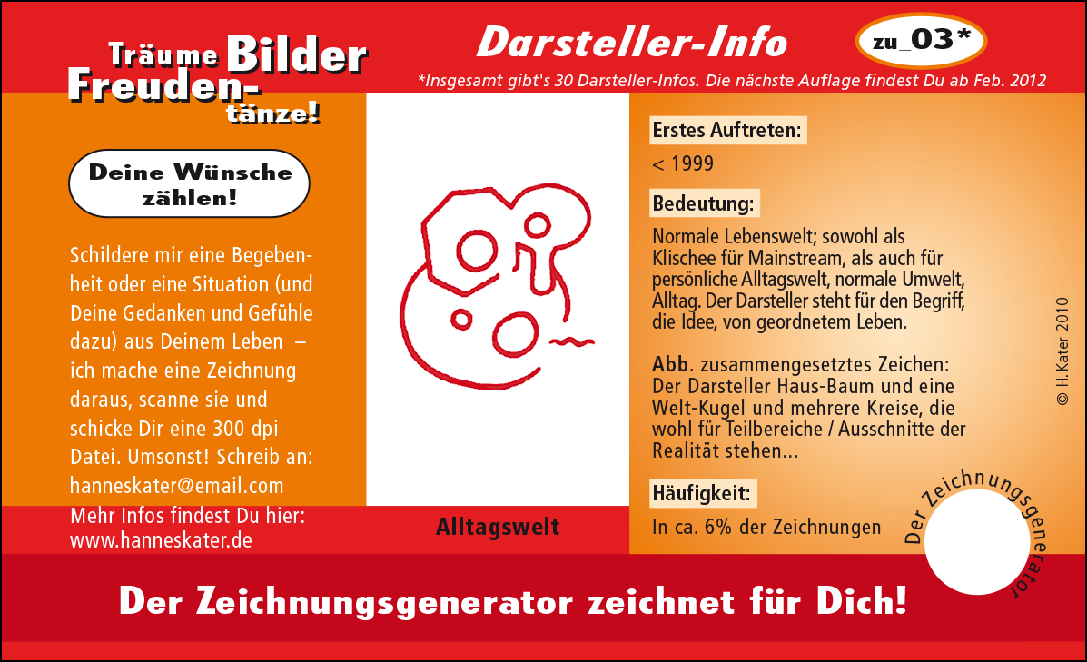 Hannes Kater: Auftragskärtchen *zu_03 Alltagswelt, Vorderseite, Version von 2010