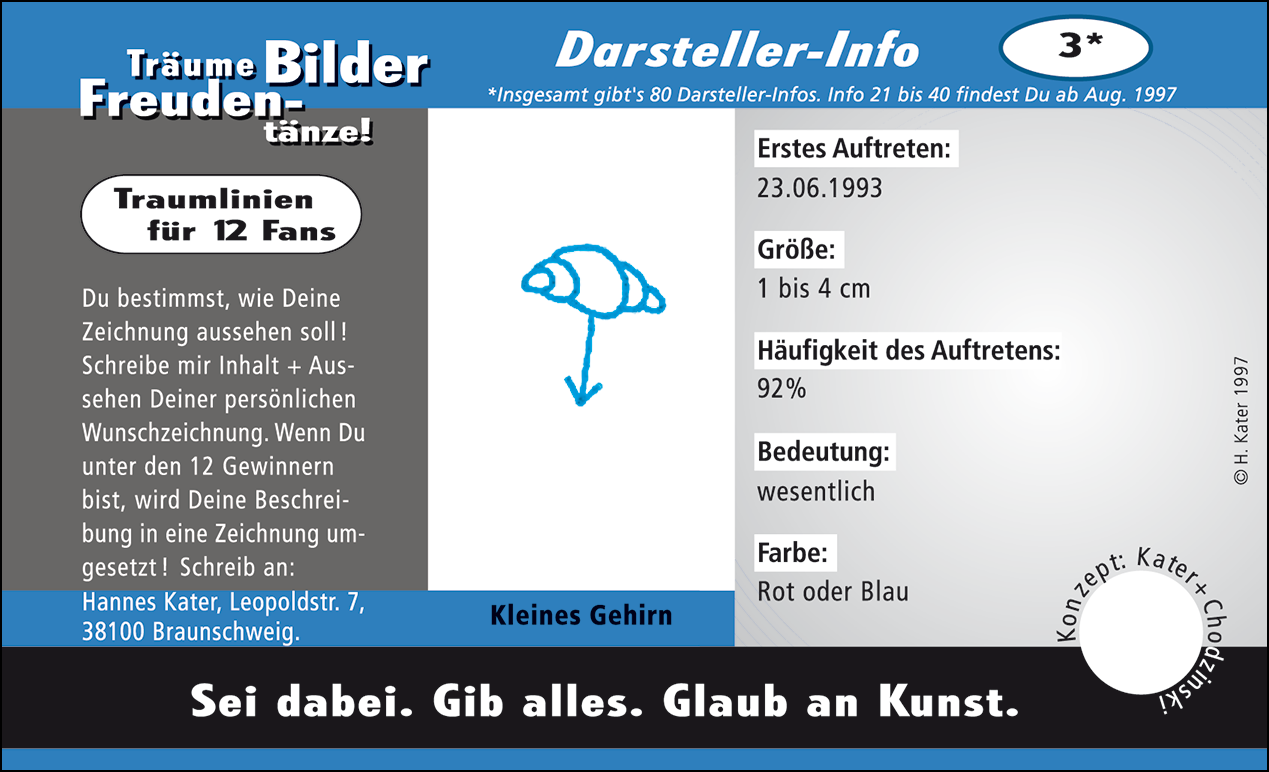 Hannes Kater: Auftragskärtchen *03 Kleines Gehirn, Vorderseite, Version von 1997